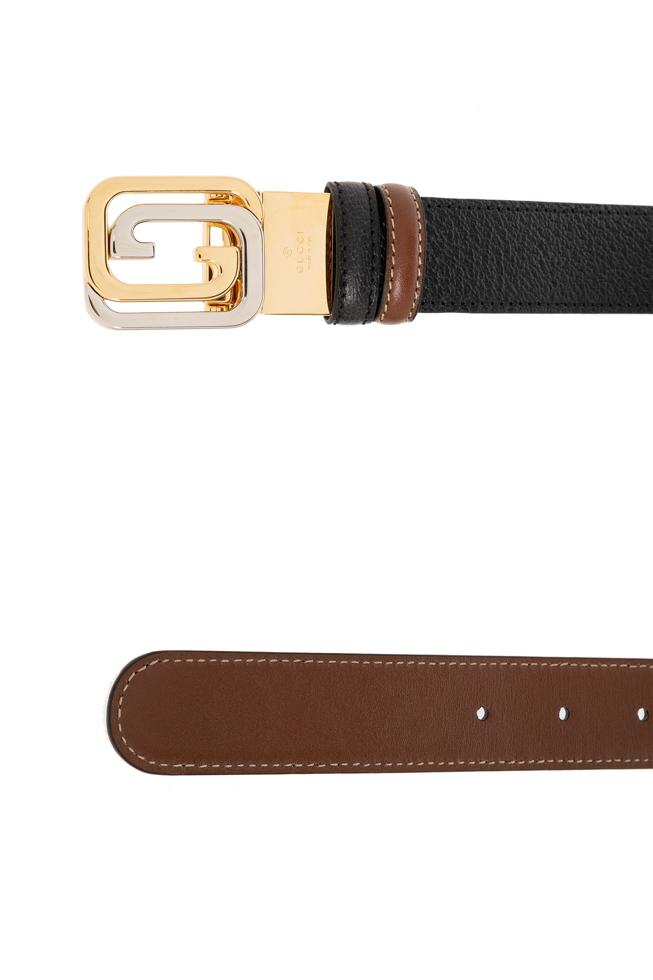 GUCCI ベルト ダブルG リバーシブル レザー ベルト ・ブラック/ブラウン レザー